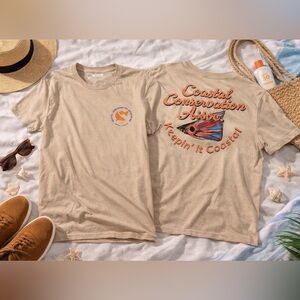 Coastal Conservation Assoc Tee M Beige Fishing Outdoors Eco Coastal Shirt